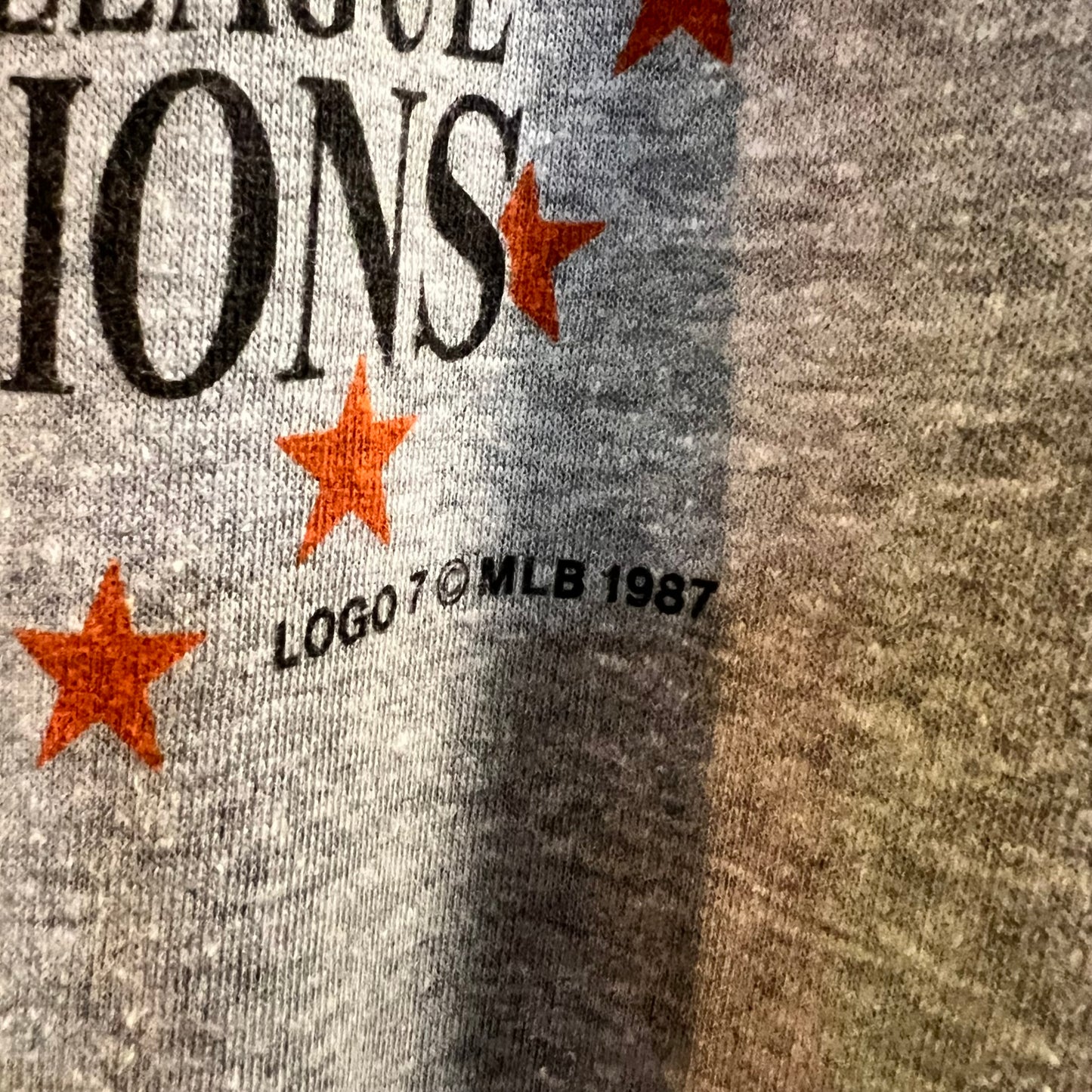 Vintage 1987 San Francisco Giants World Series Single Stitch T-Shirt - Size Large - Made In USA - Grey/Multicolor