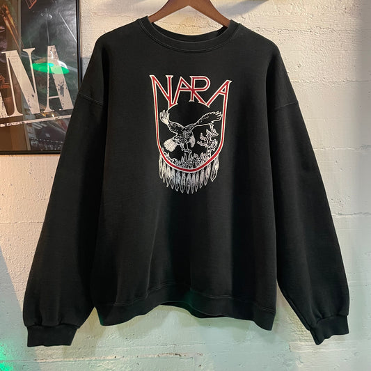 Vintage NARA Native Eagle Heavyweight Cotton Crewneck Sweatshirt - Size XXL - Black/Red