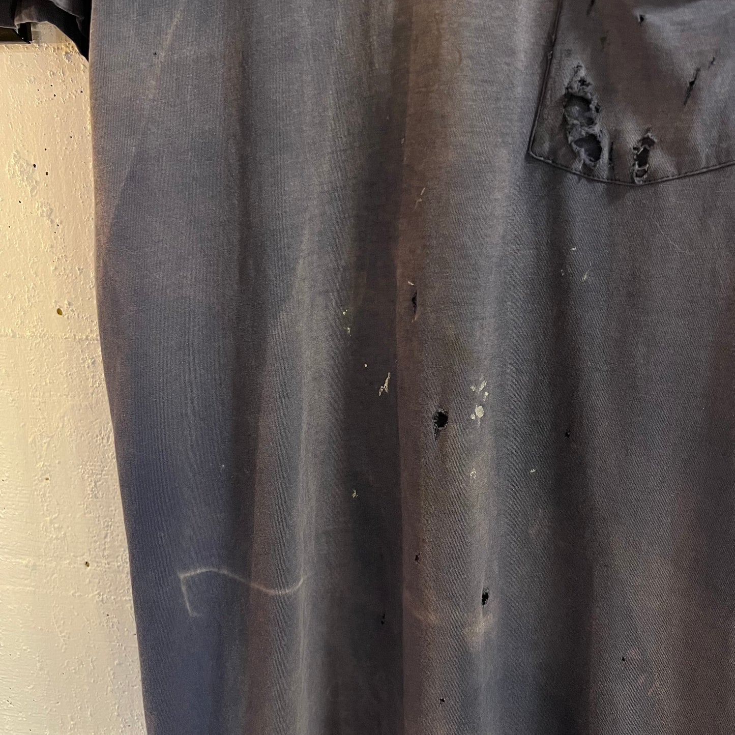 Vintage 80’s Distressed Black Single Stitch Pocket T-Shirt - Size XL - Made In USA - Faded Black