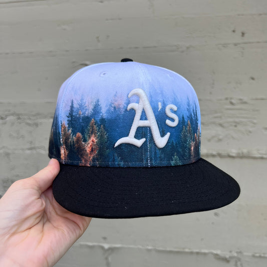 Oakland Athletics Treeline New Era 59Fifty Fitted Hat - Size 7-1/2 - Black/Multi
