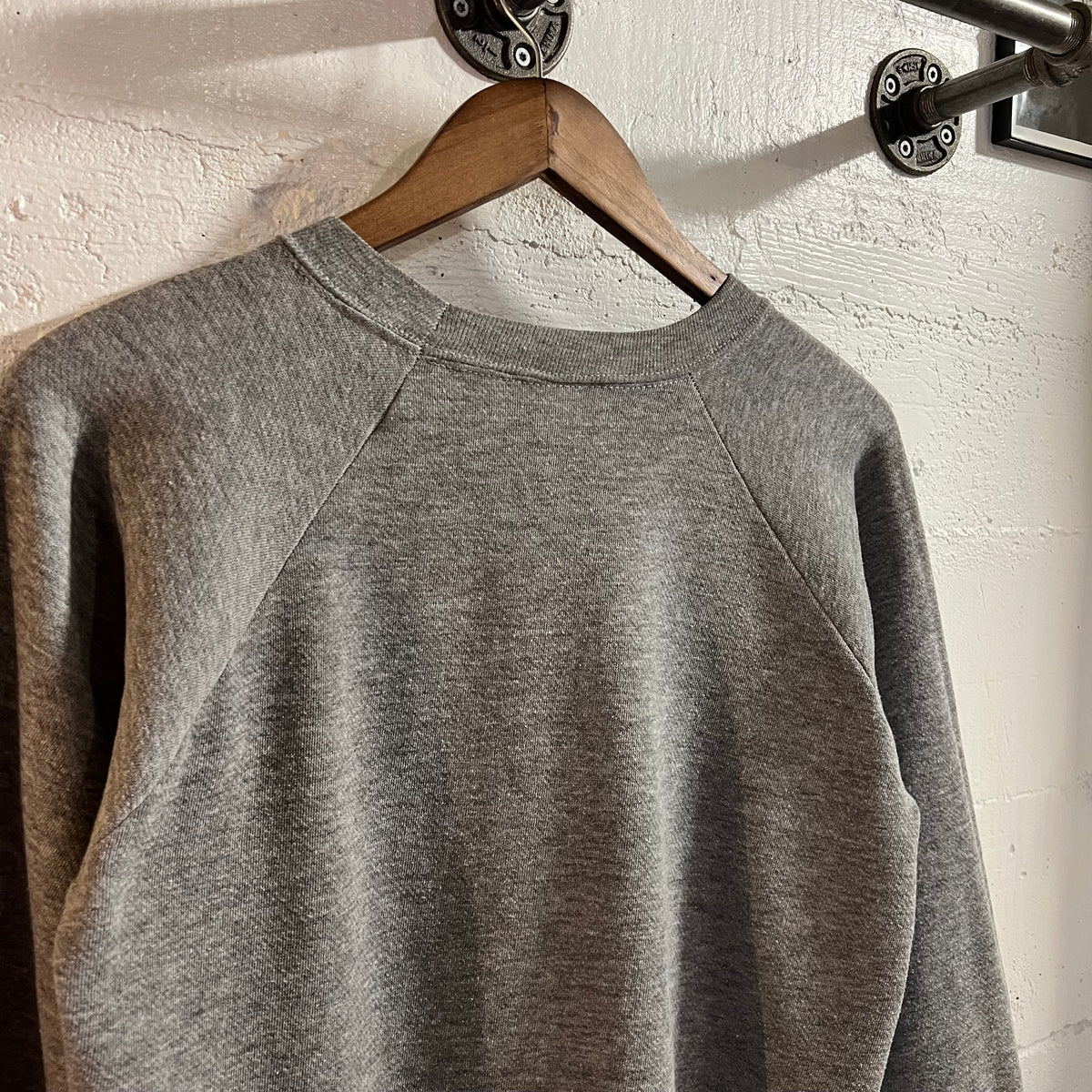 Vintage 80’s Plain & Fancy Farm Raglan Crewneck Sweatshirt - Size Medium - Made In USA - Heather Grey/Multi