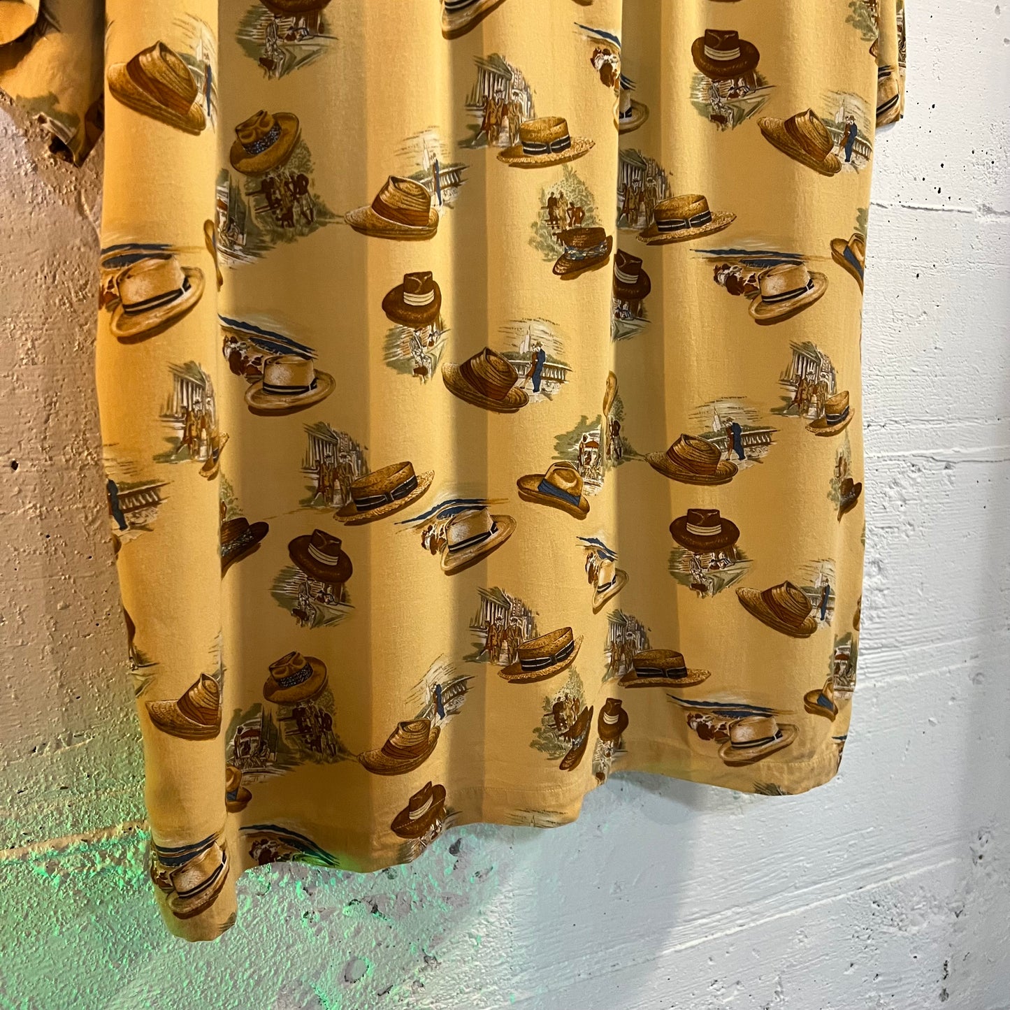 Vintage Polo Ralph Lauren Summer Hat All Over Print Rayon Loop Collar Aloha Hawaiian Shirt - Size XL - 100% Rayon