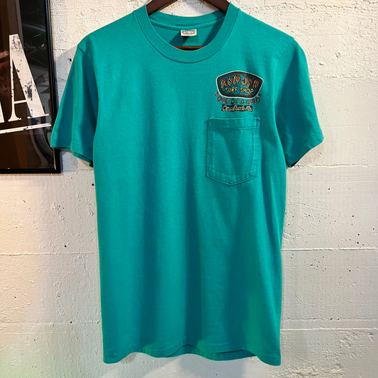 Vintage 80's Ron Jon Surf Shop Cocoa Beach Single Stitch Tribal T-Shirt - Size Medium - Made In USA - Turquoise
