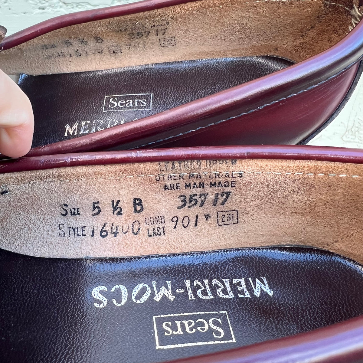 True Vintage 1960's Sears Merri-Mocs Oxblood Leather Loafers - Size 5.5B (Standard) - Made In USA - Style 16400