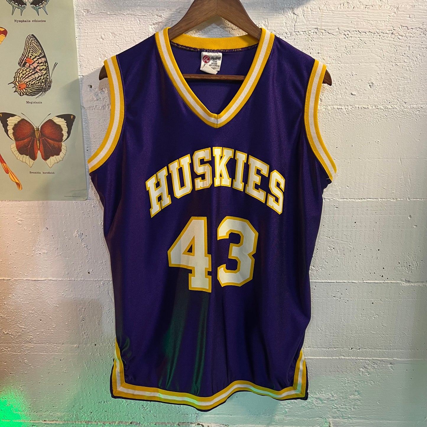 Vintage 80's/90's University Of Washington Huskies Rawlings Basketball Jersey - Size 40 (Large) - Made In USA