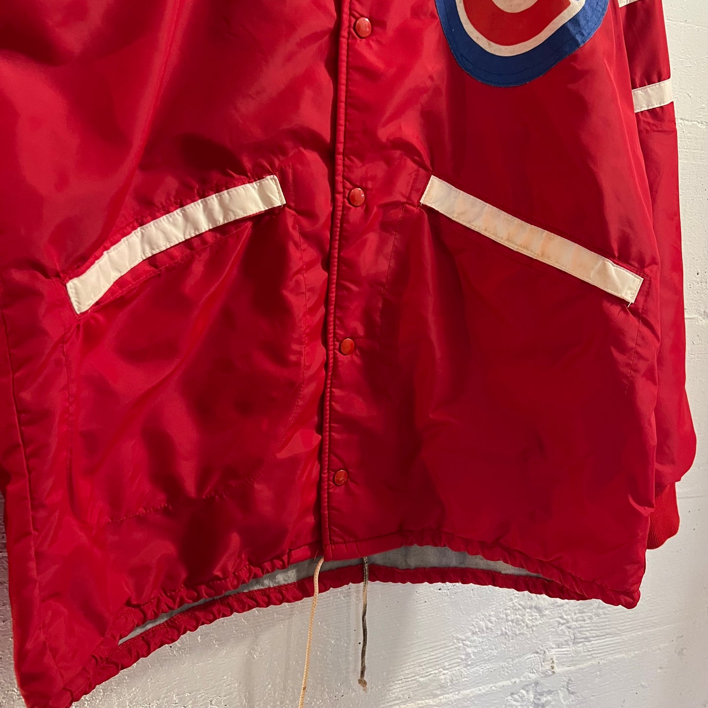 Vintage 70’s/80’s Pla-Jac Chicago Cubs MLB Fleece Lined Nylon Coaches Jacket - Size Medium - Made In USA - Red/White/Blue