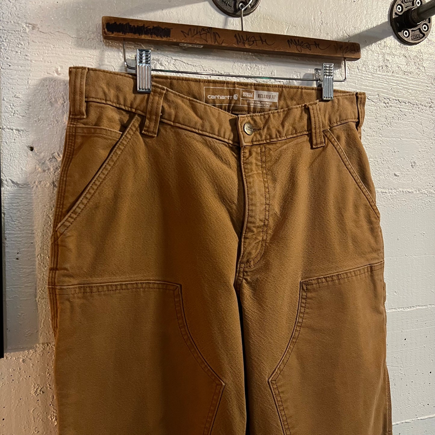 Carhartt Double Knee Duck Relaxed Fit Pants - Size 32" x 34" - Cropped - Brown