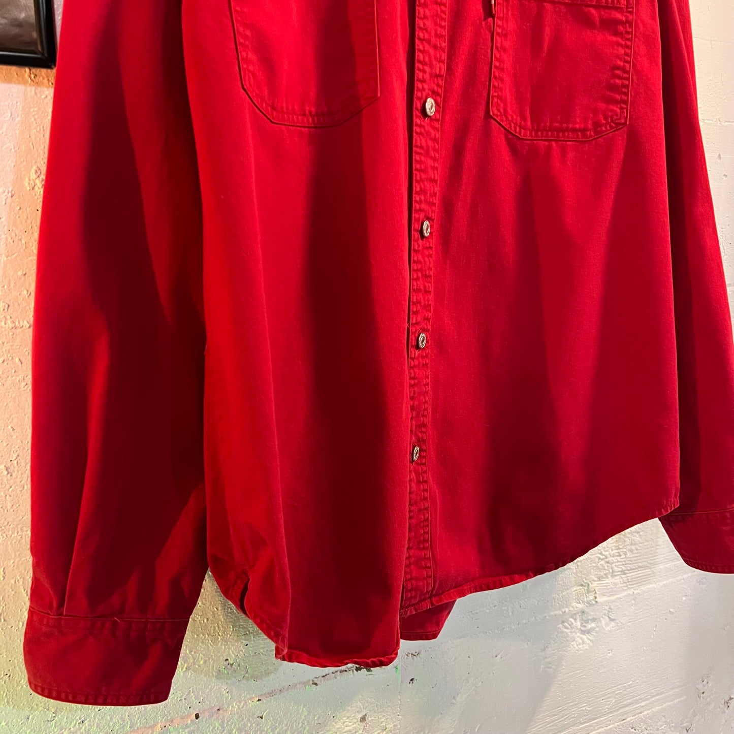 Vintage Levi's Jeans Long Sleeve Button Up Heavy Weight Cotton Shirt - Size Large - Red