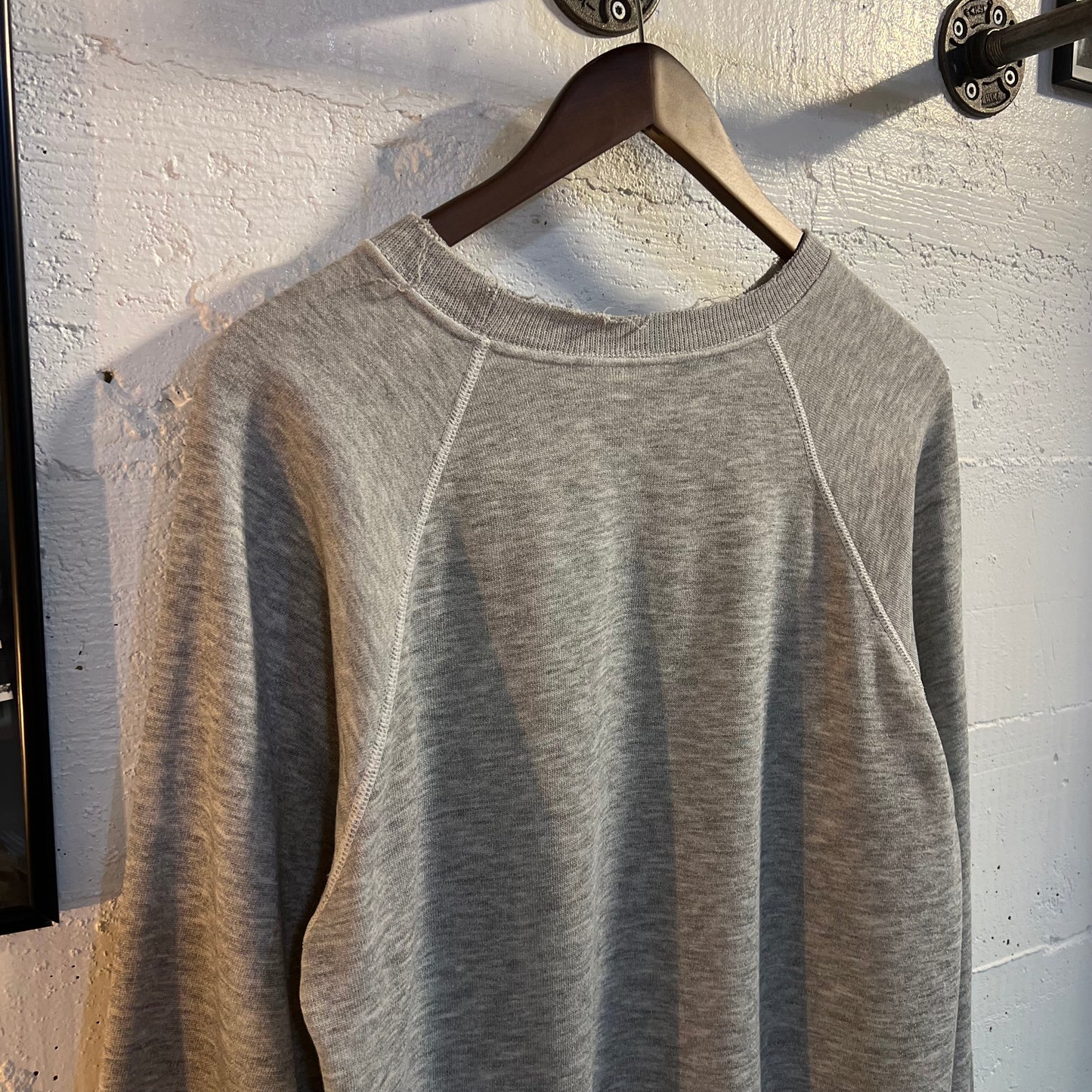 Vintage 1980's Distressed USS Paul F. Foster Navy Destroyer Ship Raglan Crewneck - Size Large - Made In USA - Heather Gray - Hanes