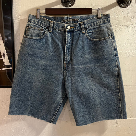 Vintage Denim Supply Company Faded Tapered Leg Light Wash Denim Jean Shorts - Size 32" - Light Blue