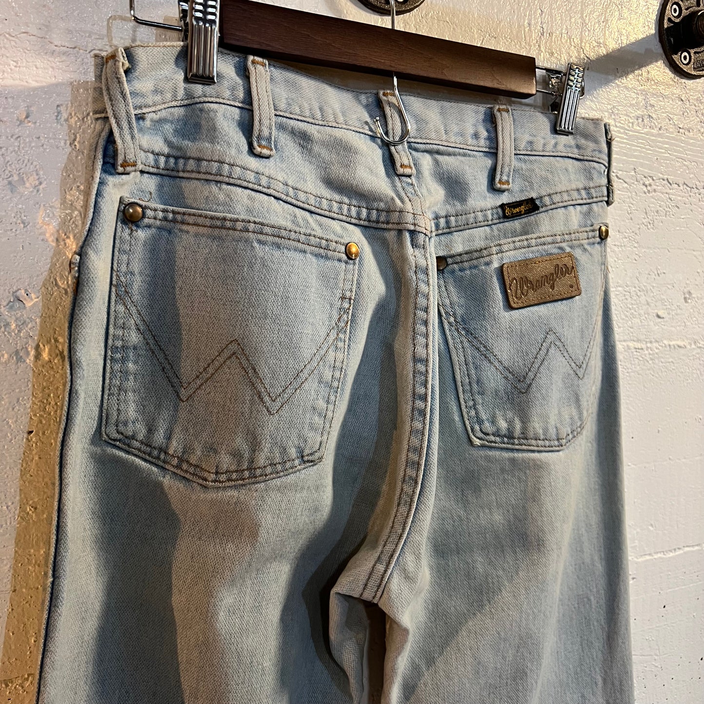 Vintage 1980's Wrangler Distressed Light Wash Denim Jeans - Size 30" x 32" - Made In USA