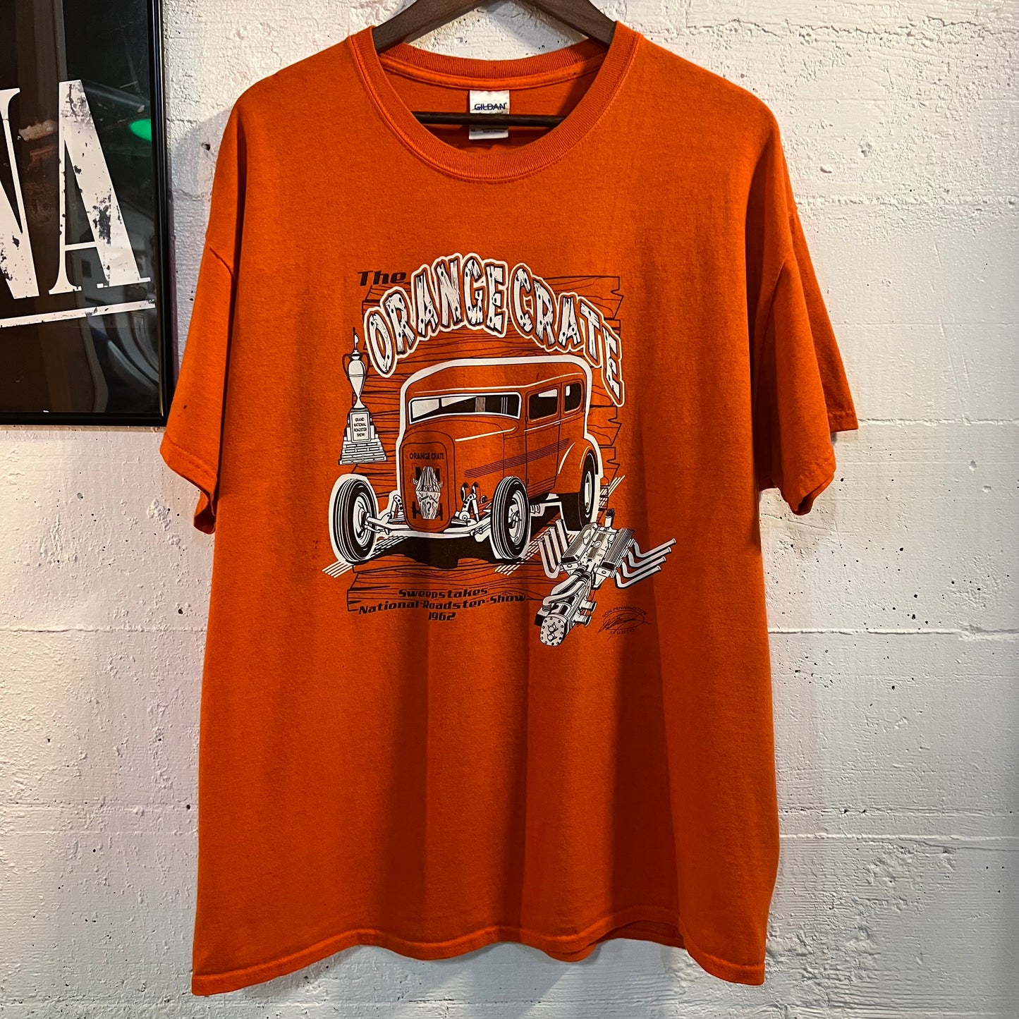 Vintage Distressed Sweepstakes National Roadsters Show T-Shirt - Size XL - Orange/White/Black