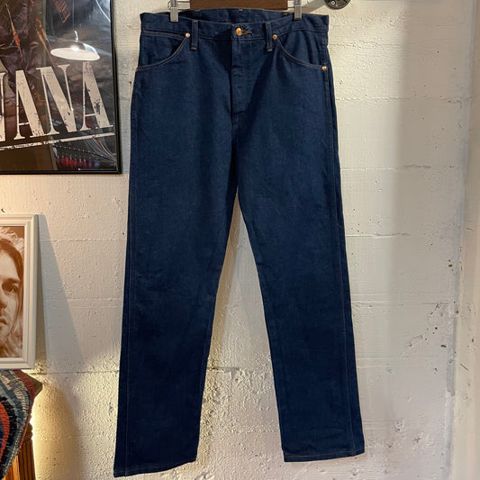 Vintage Wrangler 13MWZ Cowboy Cut Original Raw Dark Wash Denim Jeans - Size 35" x 32" - Raw Indigo