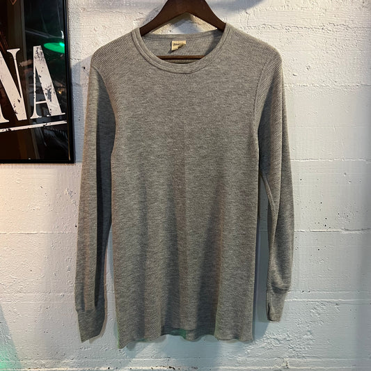 Vintage 80's St. Johns Bay Long Sleeve Thermal Shirt - Size Large - Made In USA - Grey