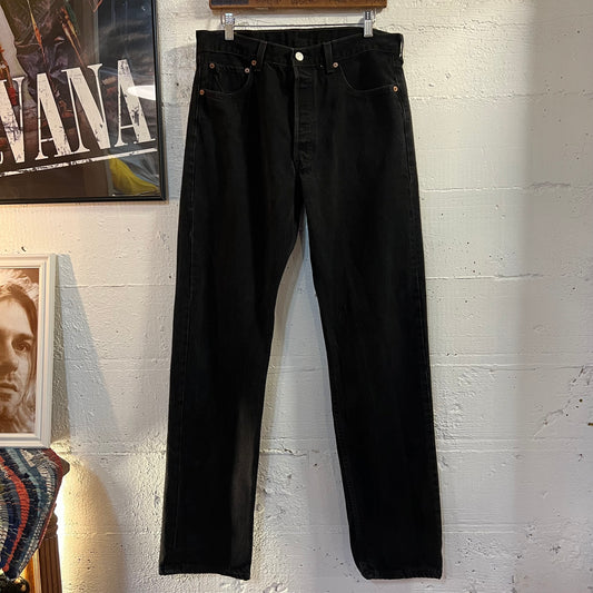 Vintage 90's Levi's 501 Overdyed Black Denim Jeans - Size 33" x 33.5" - Made In USA - Black