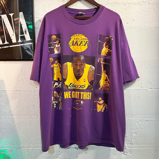 Vintage 2000's Kobe Bryant Los Angeles Lakers '2010' NBA Finals Rap Style T-Shirt - Size XXL - Purple/Gold
