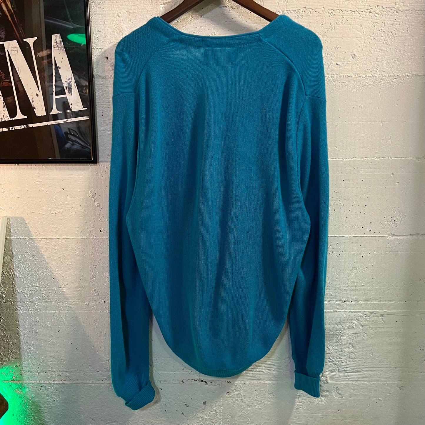 Vintage 60’s/70’s Arnold Palmer ‘Signature Collection’ Knit Cardigan Sweater - Size Medium - Made In USA - Bright Blue