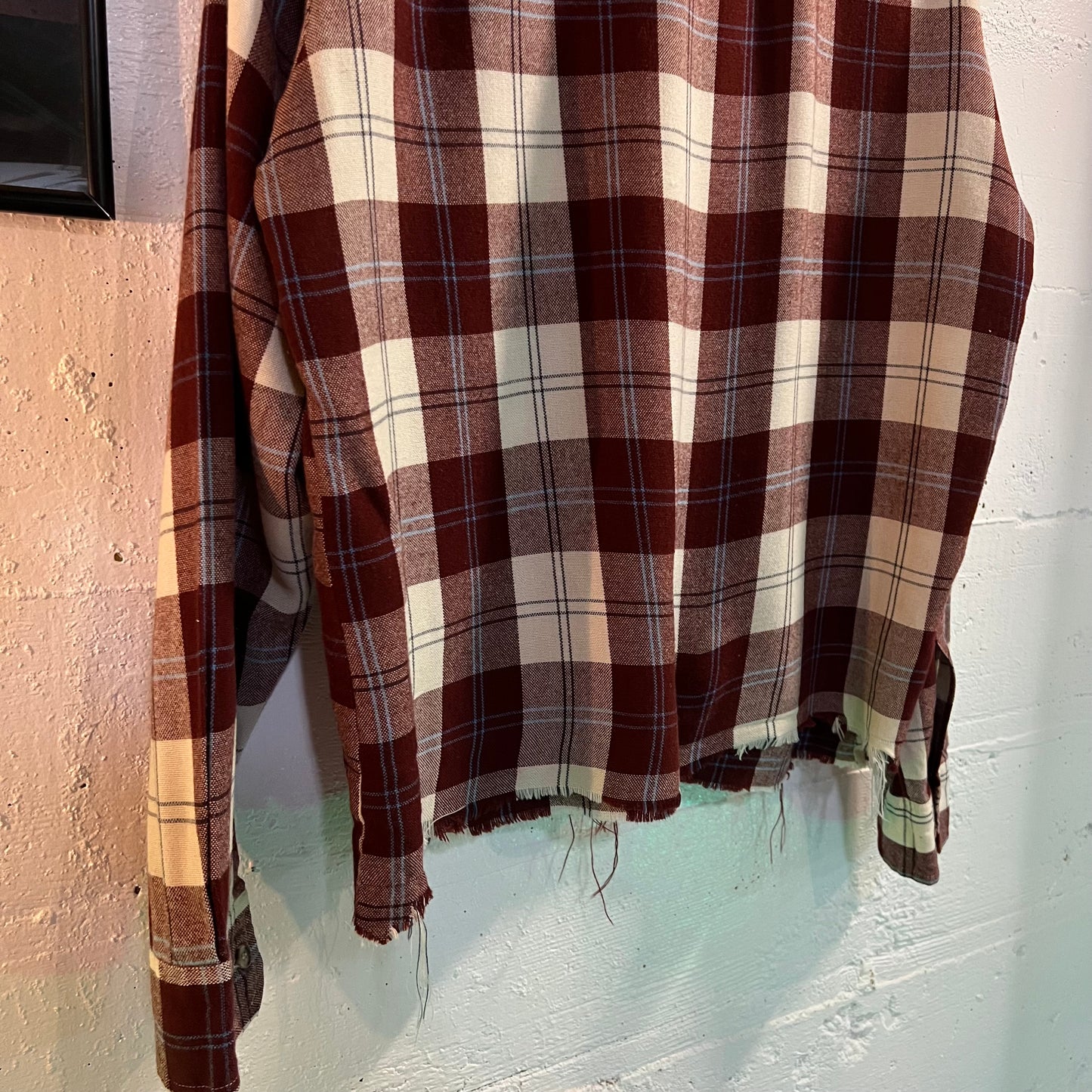 Vintage Charleston Bay Cropped Plaid Flannel - Size Medium - Red/Blue/White