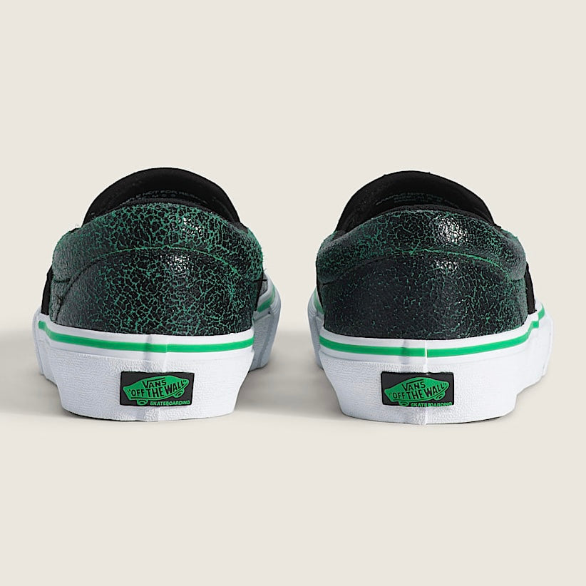 *New* Vans Skate Slip On Shoe - Size 10.5M/11.5W - Cracked Leather/Black/Green - VN000EG5YJ7