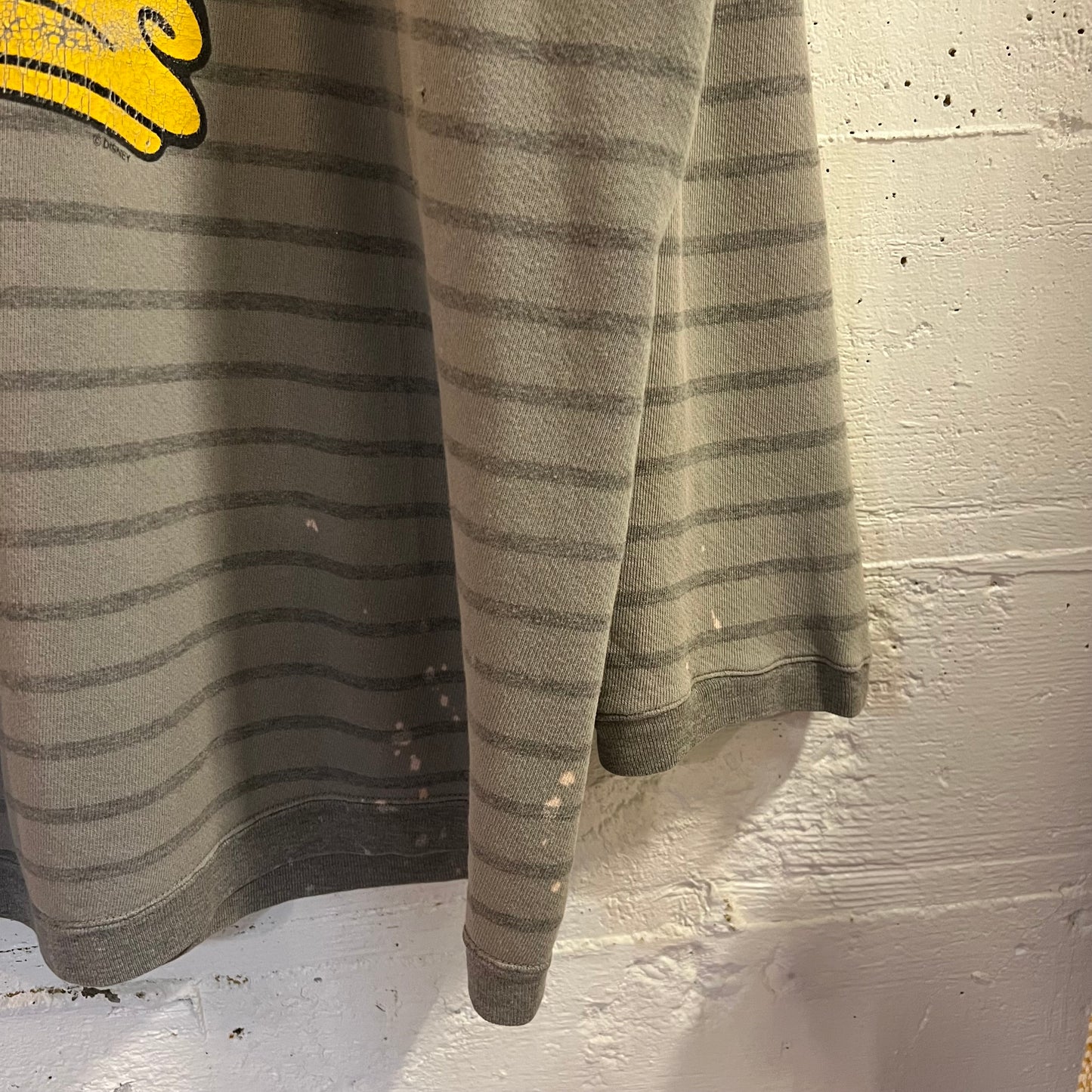 Vintage Distressed Disney Donald Duck Striped Mock Neck Crewneck Sweatshirt - Size XL/XXL - Made In USA - Grey/Multi