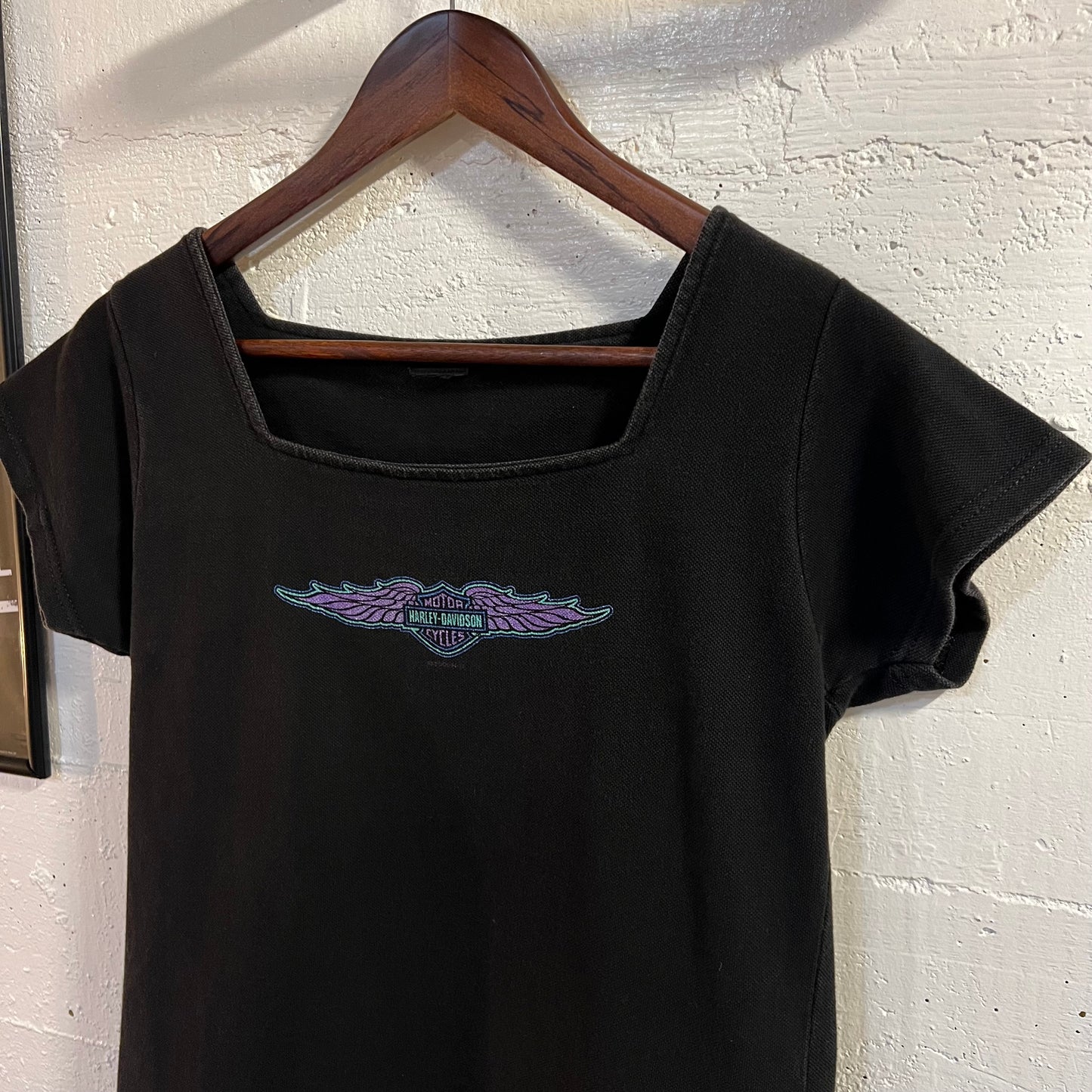 Vintage 2000 Harley Davidson Womens Baby Tee - Size Small - Black/Purple