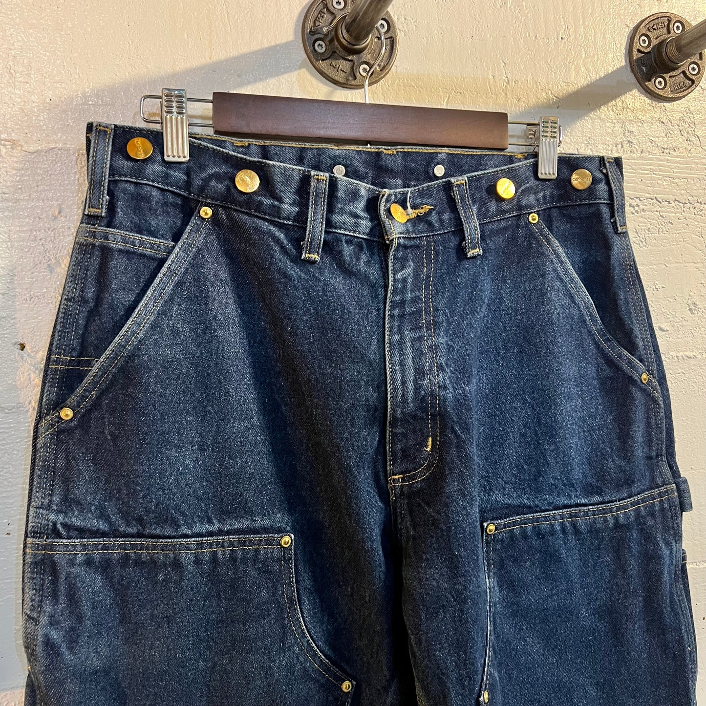 Vintage Carhartt Original Fit Double Knee Denim Carpenter Jeans - Size 32x30 - Dark Wash