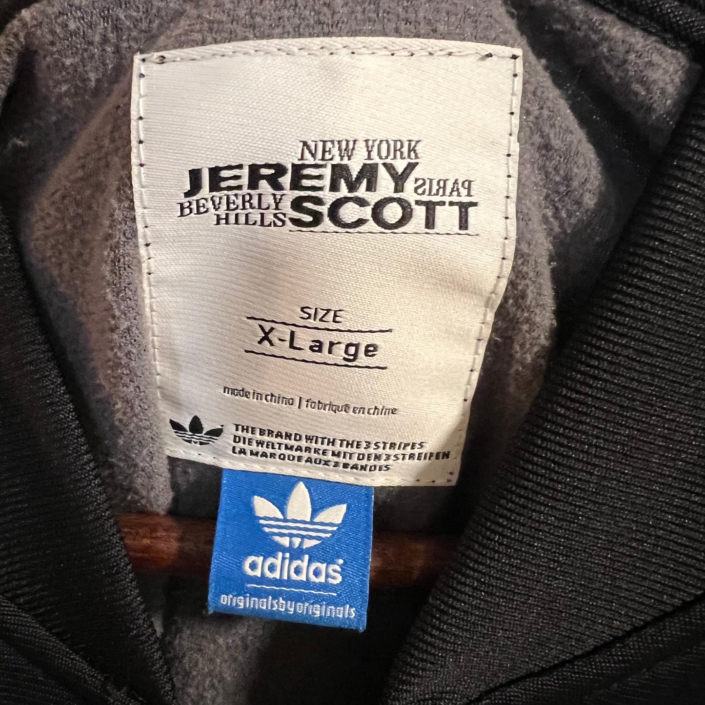 Vintage 2008 Adidas x Jeremy Scott Side Lace Trefoil Track Jacket - Size XL - Black/Black/White
