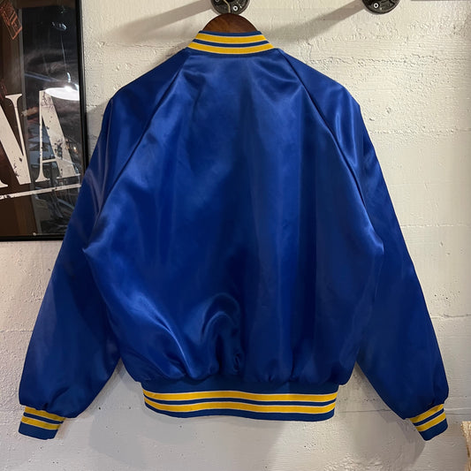 Vintage 1980's USS Alabama SSBN-731 Pla-Jac By Dunbrooke Satin Bomber Jacket - Size 40 (M) - Made In USA - Blue/Yellow