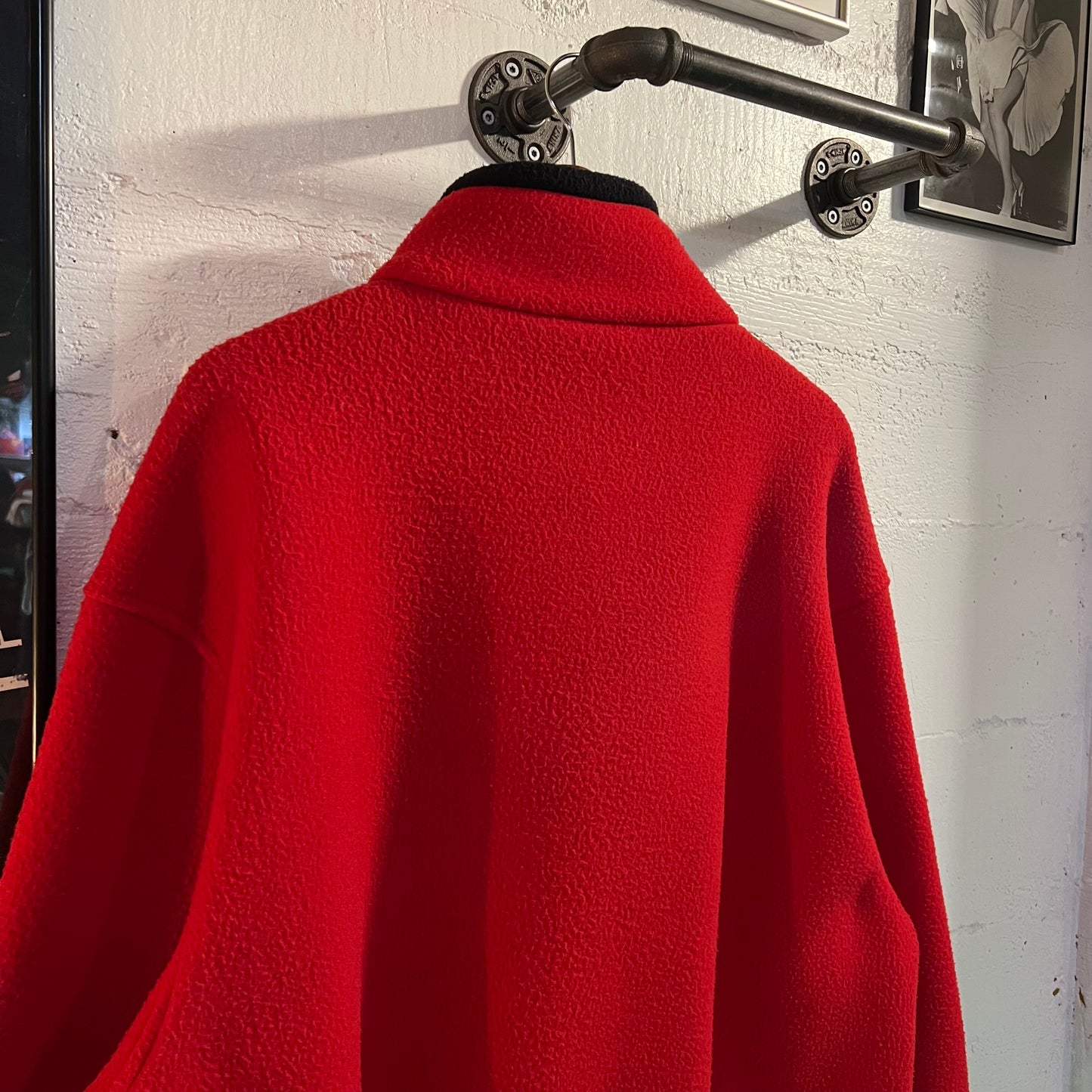 Vintage 90's Embroidered Seaside Quarter Zip Fleece Jacket - Size XL - Made In USA - Red/Black