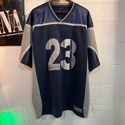 Vintage Distressed Jordan '23' Nike Oversized Stitched Mesh Jersey - Size 2XL - Blue/Grey/White