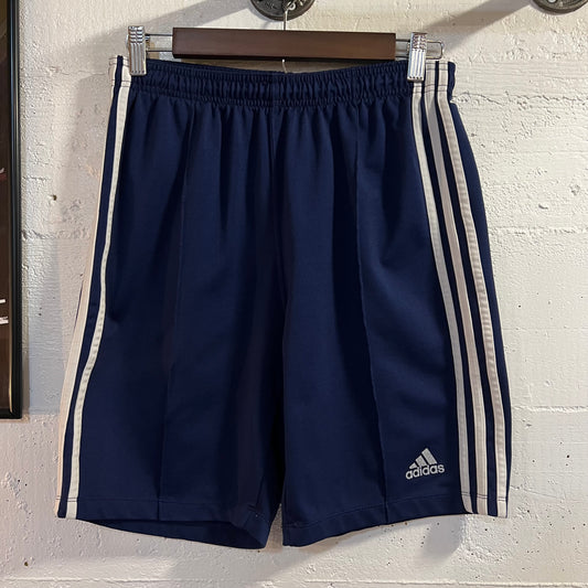 Vintage Adidas Pleated Athletic 3 Stripe Shorts - Size Medium - Navy/White