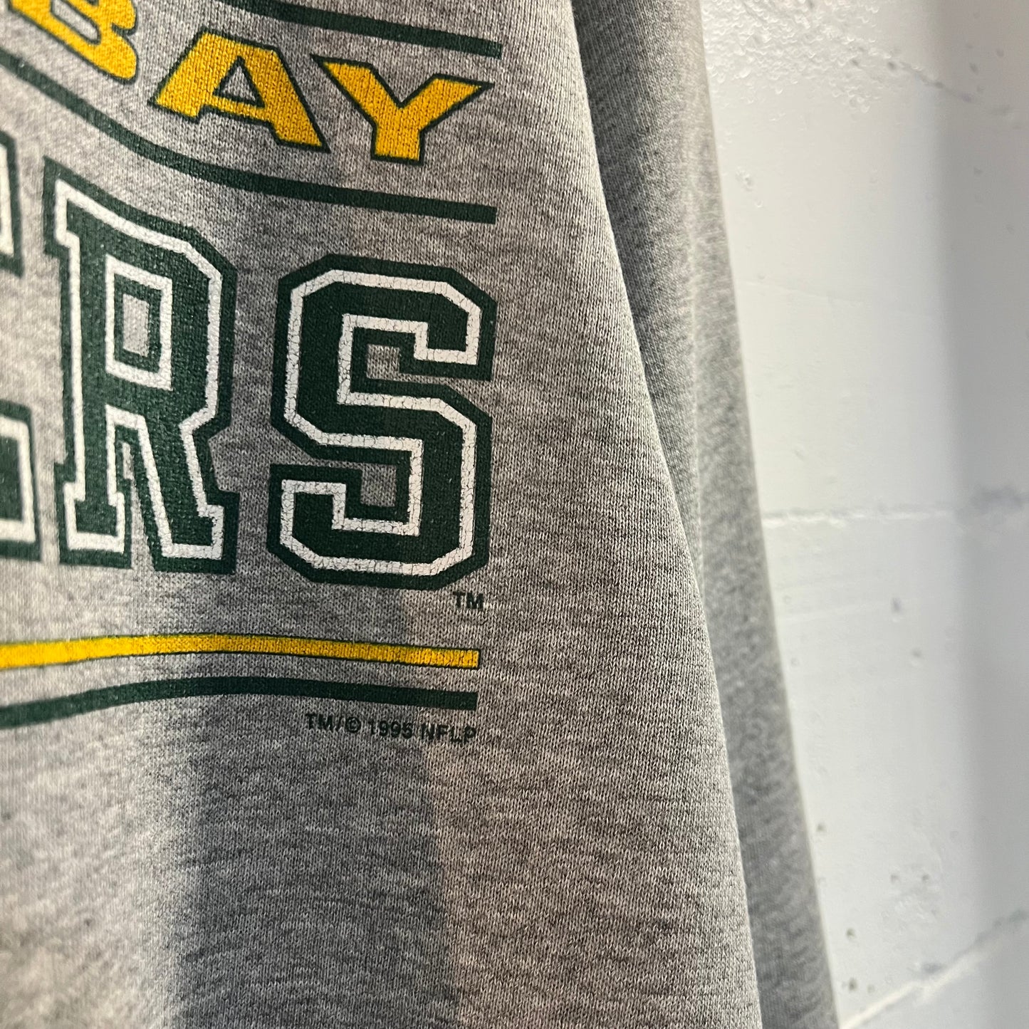 Vintage 1995 Pro Player Green Bay Packers NFL Hoodie Sweatshirt - Size Medium - Heather Grey/Green/Yellow/White