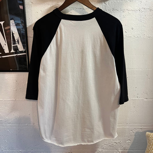 Vintage Y2K Josie Cotton "Invasion Of The B-Girls” Raglan Sleeve Baseball T-Shirt - Size Large - Black/White