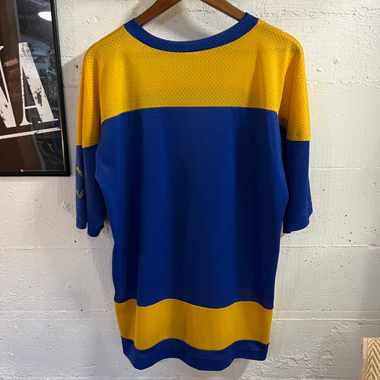 True Vintage 1970's Artex University of Michigan Hockey Jersey - Size XL - Made In USA - Blue/Yellow