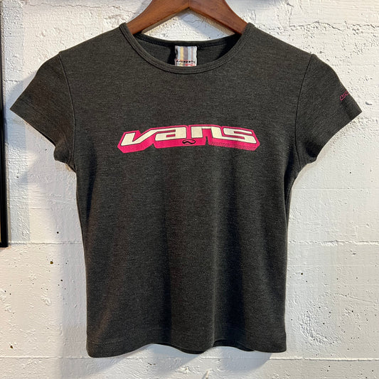 Vintage Late 90's Vans 'Registered Trademark Glitter Logo Baby Tee - Size Small - Made In USA