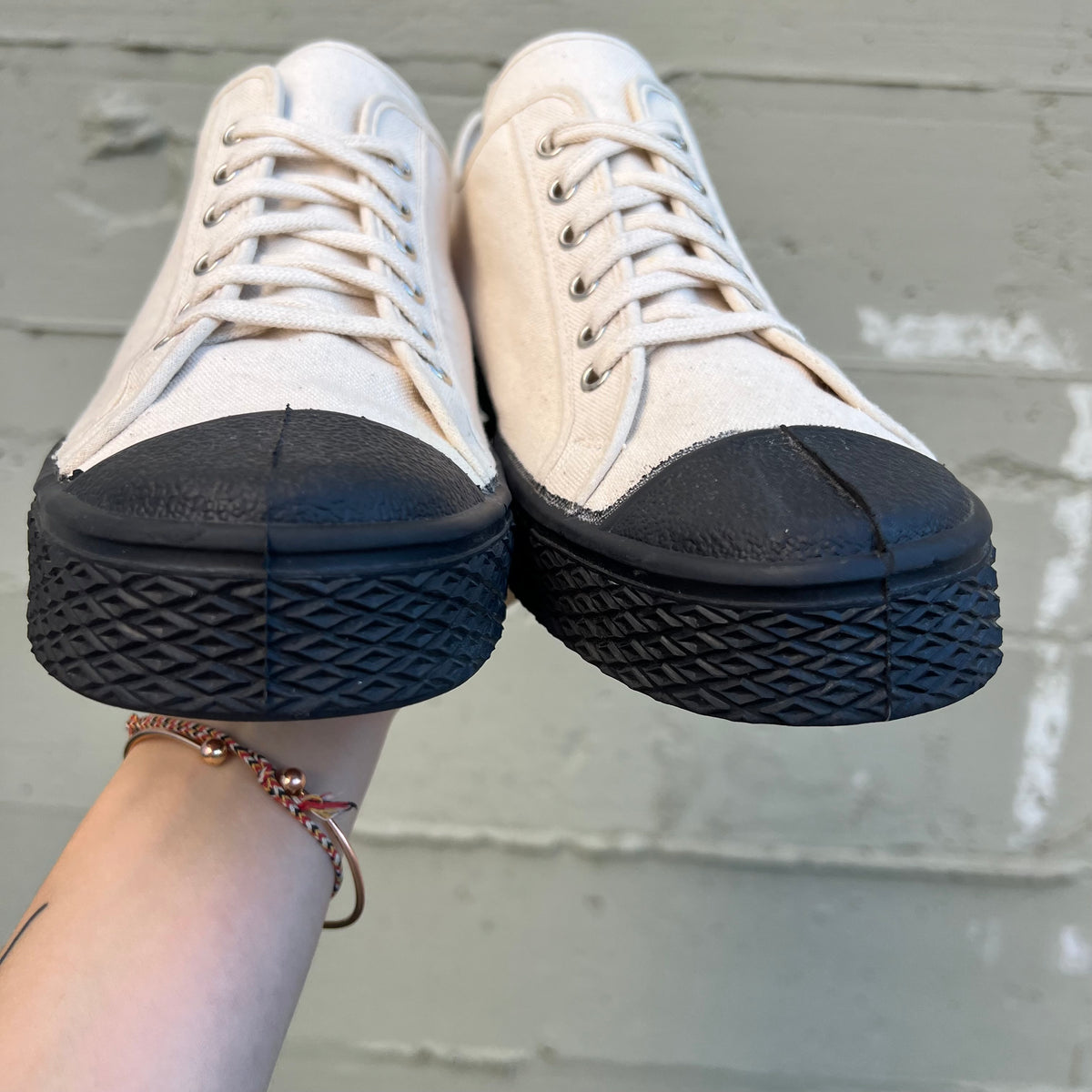 *Pre-Owned* U.S. Rubber Company Military Low Top Shoe - Size 46 (US 12) - Off-White/Black