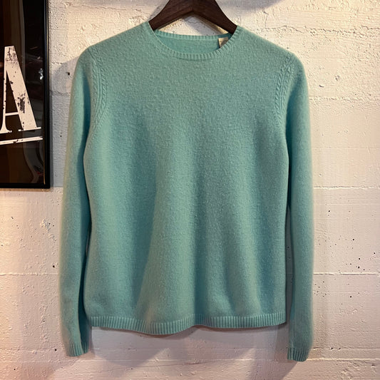 Vintage Cashmere Cropped Knitted Sweater - Size XL - Baby Blue