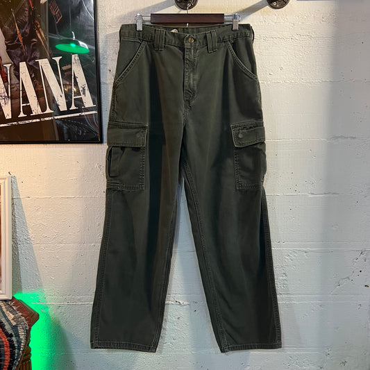 Vintage 2000's Carhartt Duck Canvas Cargo Pants - Size 34"x 30" -  Olive Drab - B114-0LD