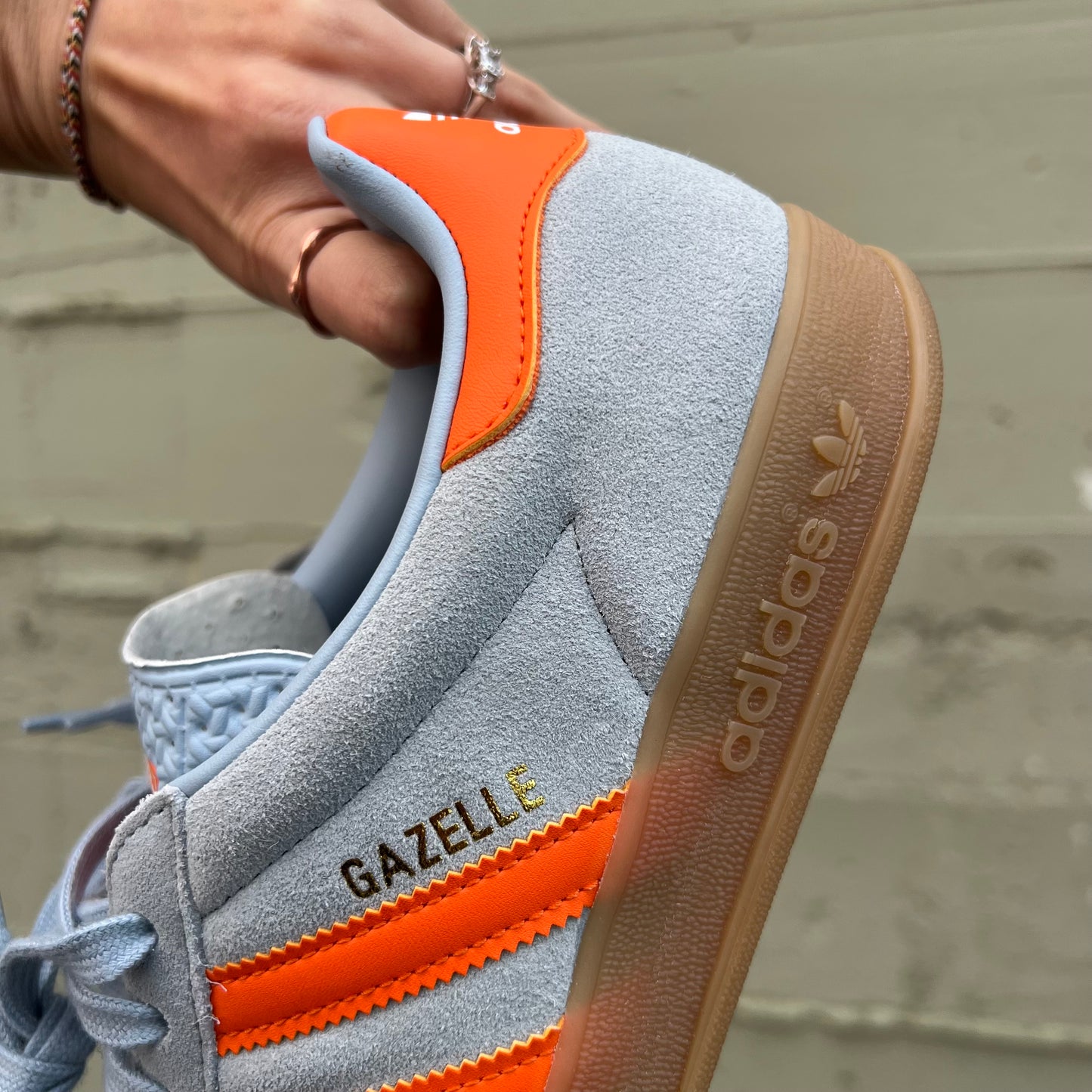 *Pre-Owned* Adidas Gazelle Indoor 'Wonder Blue' Sneakers - Size 9M/10.5W - Wonder-Blue/Orange/Gum - JH5405