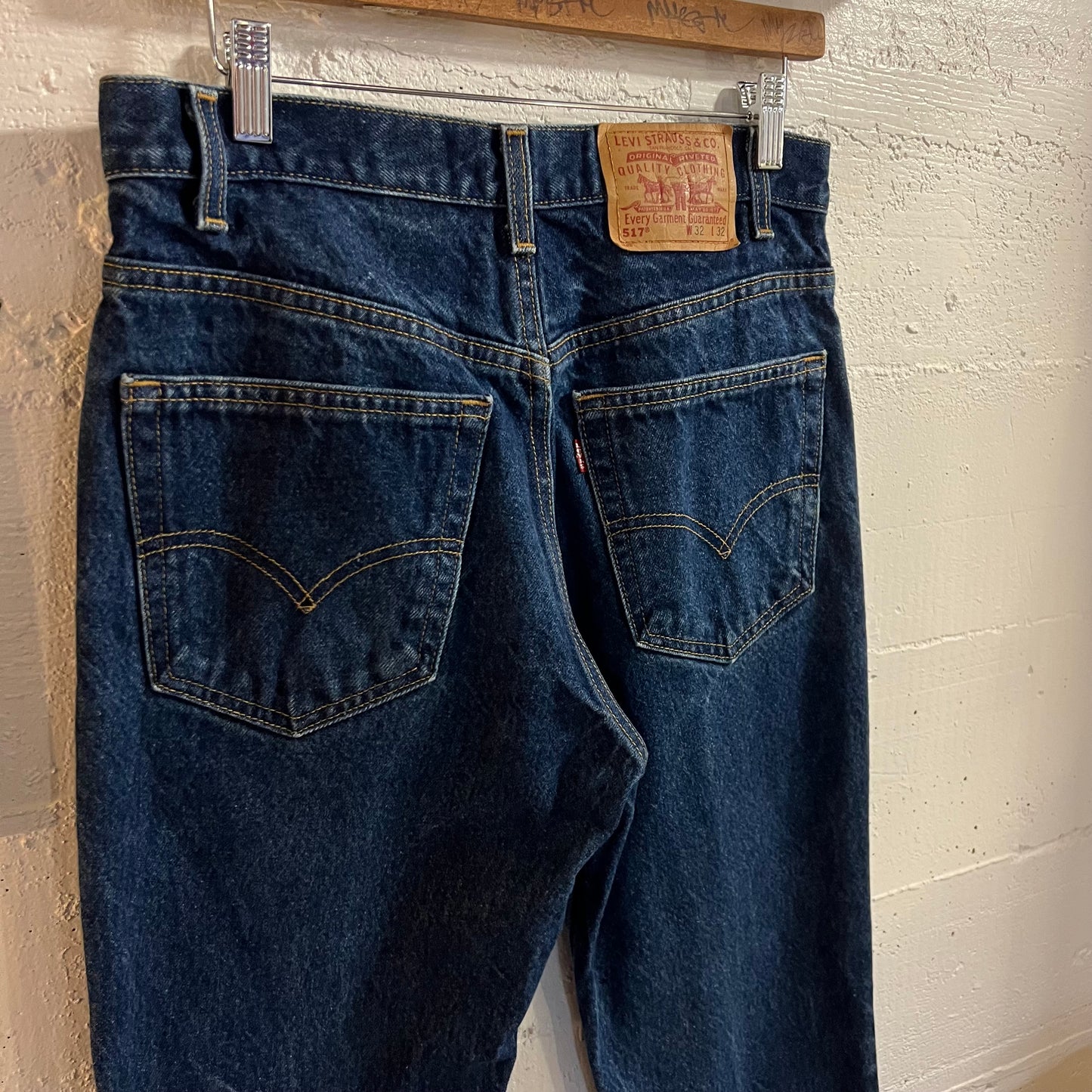 Vintage 90's Levi's 517 Boot Cut Dark Wash Denim Jeans - 30" x 32" - Made In USA - Dark Wash Indigo