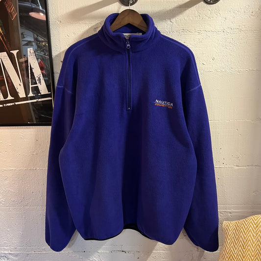 Vintage 90’s Embroidered Nautica Competition 1/4 Zip Pullover Fleece Jacket - Size XL - Made In USA - Purple