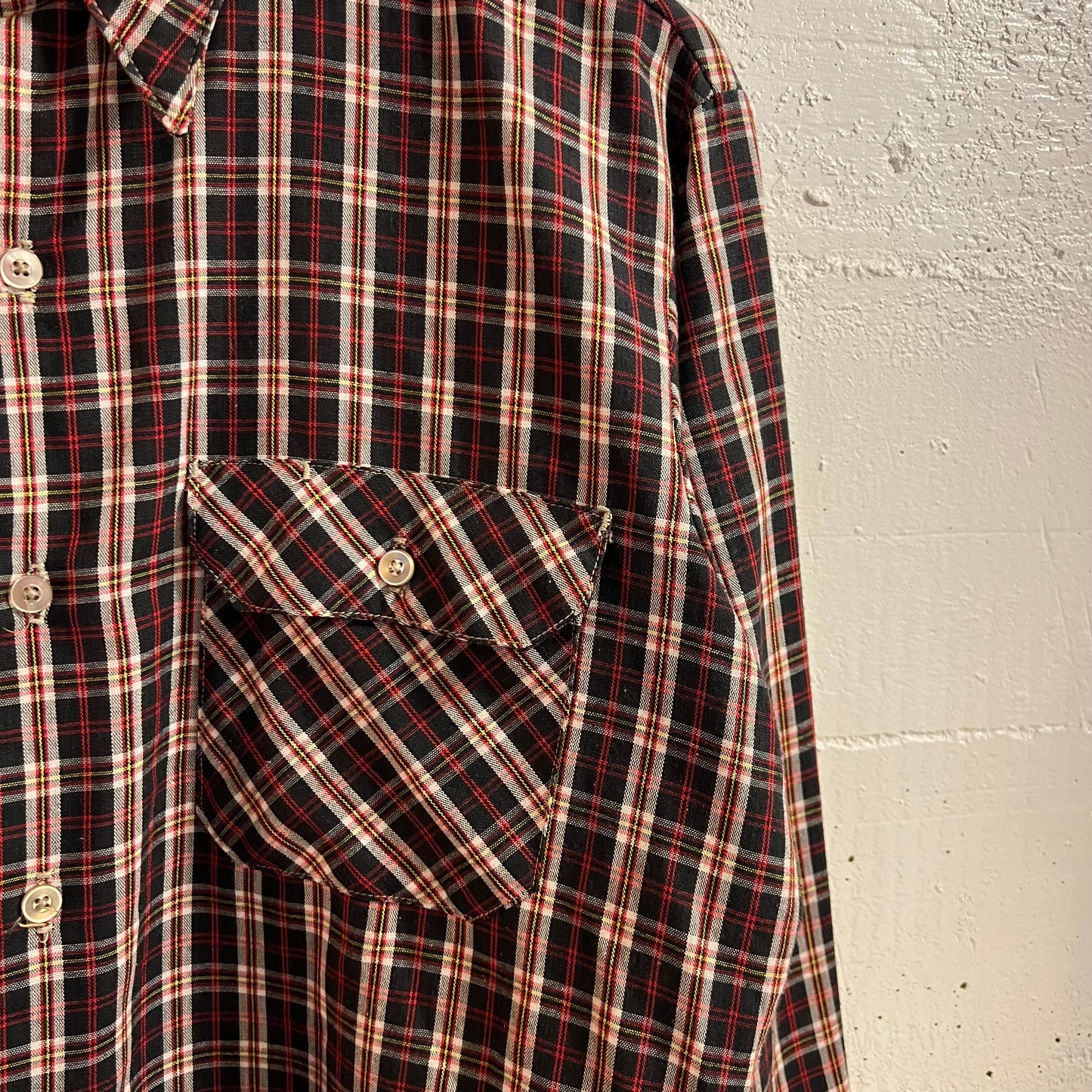 True Vintage 1970's JCPenney's Big Mac Plaid Button Up Flannel Shirt - Size Medium - Made In USA - Red/Navy/White