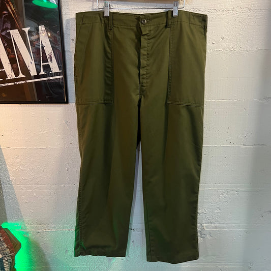 Vintage 1970's OG-507 Utility Trouser Pant Ideal Locking Zipper - Size 37" x 25.5" - Olive Drab