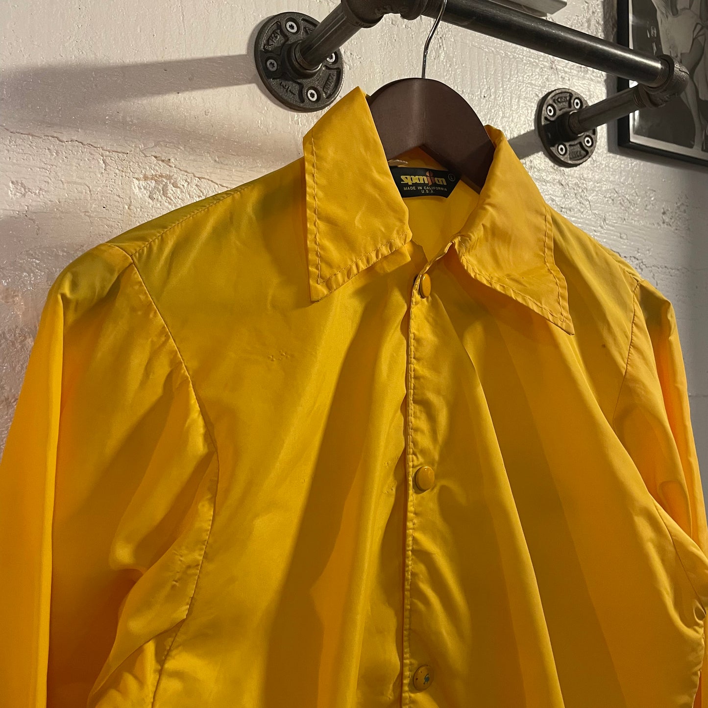 Vintage 70’s/80’s Spanjian Little League Allstars Snap Button Windbreaker Jacket - Size Youth Large - Made In USA (CA) - Yellow/Black