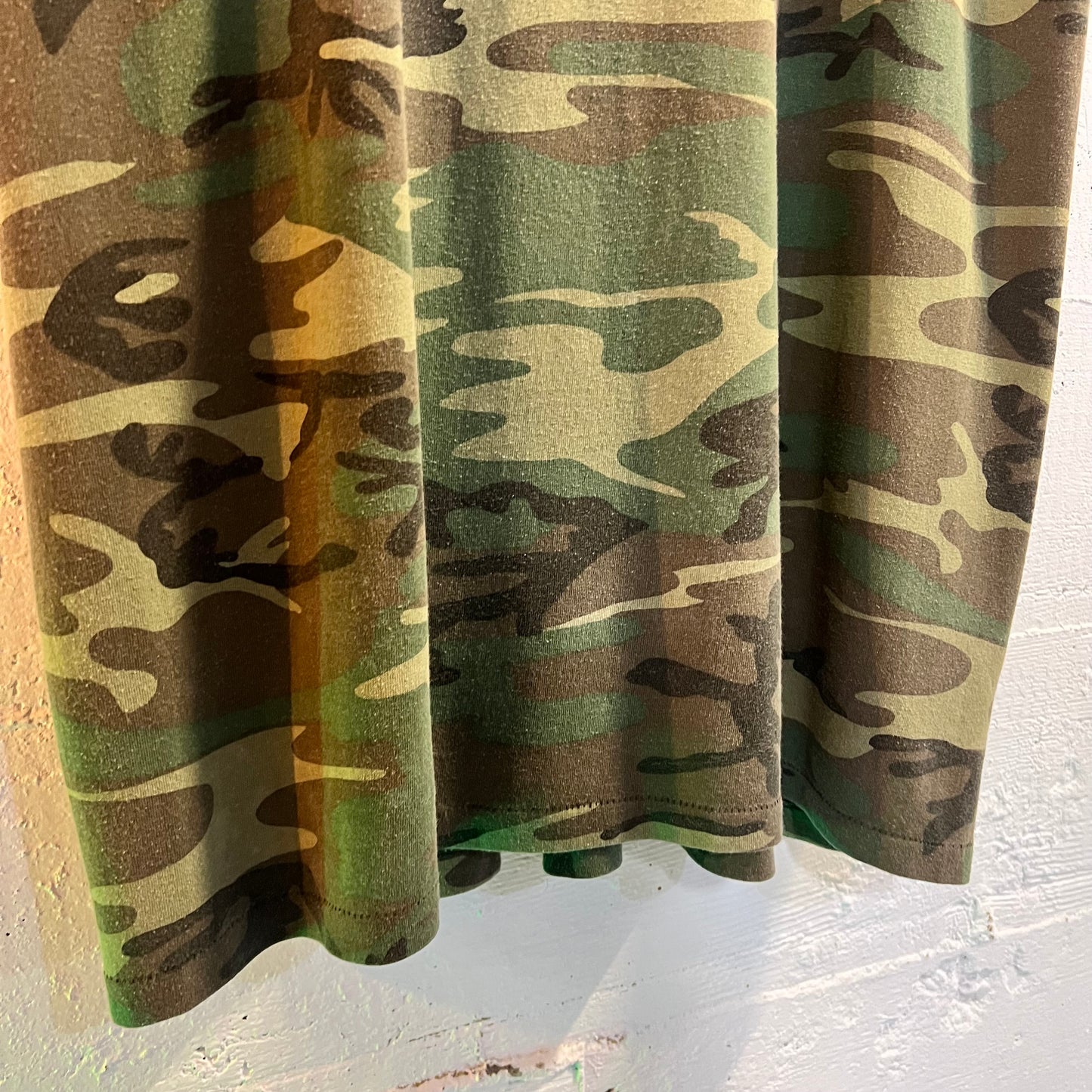 Vintage Woodland Camo Single Stitch T-Shirt - Size XL - Green/Brown/Faded Black