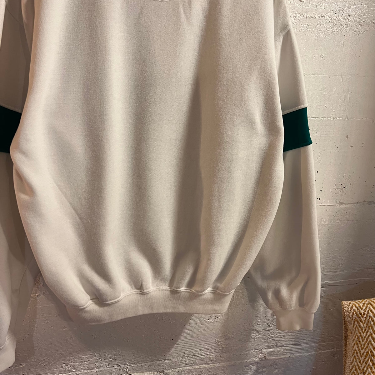 Vintage 80’s/90’s Garmisch, Germany Puff Print Jacquard Collar Crewneck Sweatshirt - Size Small - White/Navy/Kelly Green