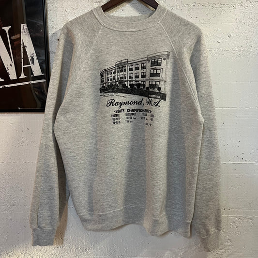 Vintage 90's Raymond Washington State Champs Raglan Sleeve Crewneck Sweatshirt - Size Large - Ash Heather Grey