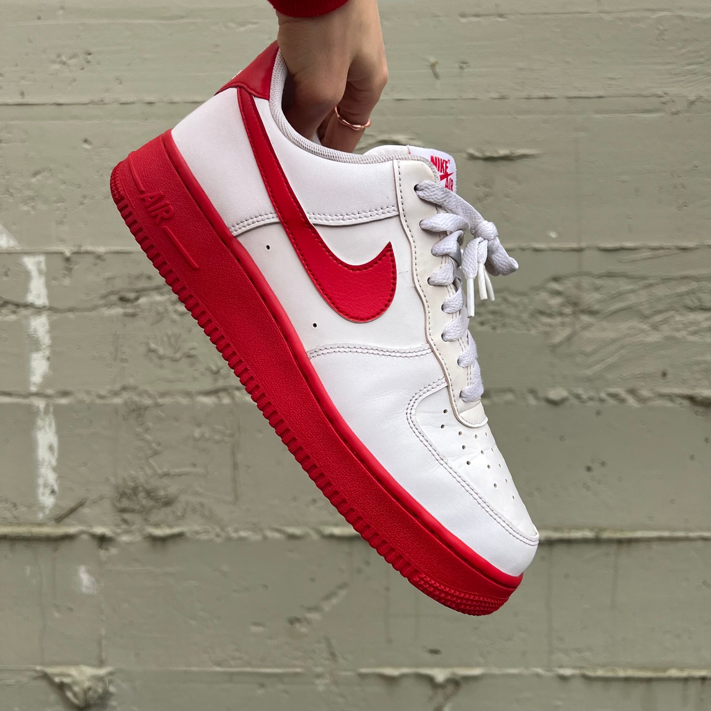 *Pre-Owned* Nike Air Force 1 Low 'White/Red Midsole' (2020)- Size 9.5M/11W - White/University Red-White - CK7663-102