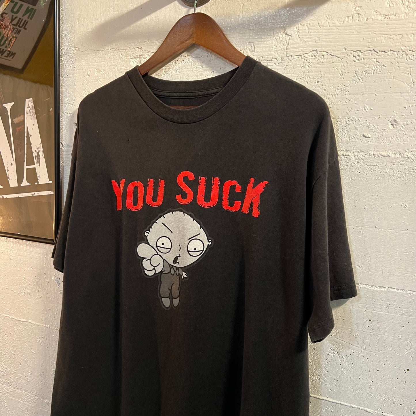 Vintage Y2K Family Guy Stewie 'You Suck' Graphic T-Shirt - Size XL - Black/Red