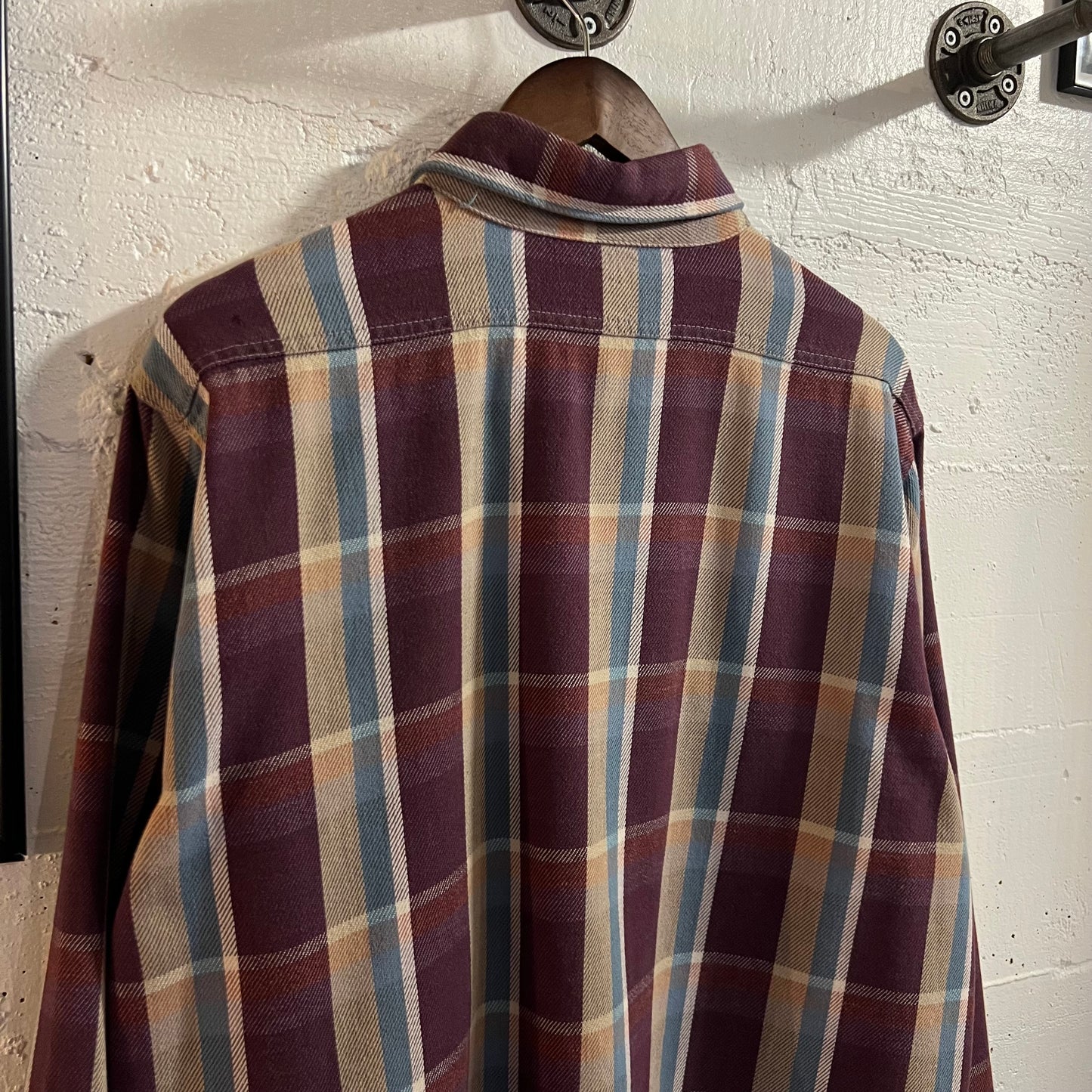 Vintage 80’s Frostproof Plaid Cotton Flannel Shirt - Size XL - Made In USA - Purple/Blue/Tan/White
